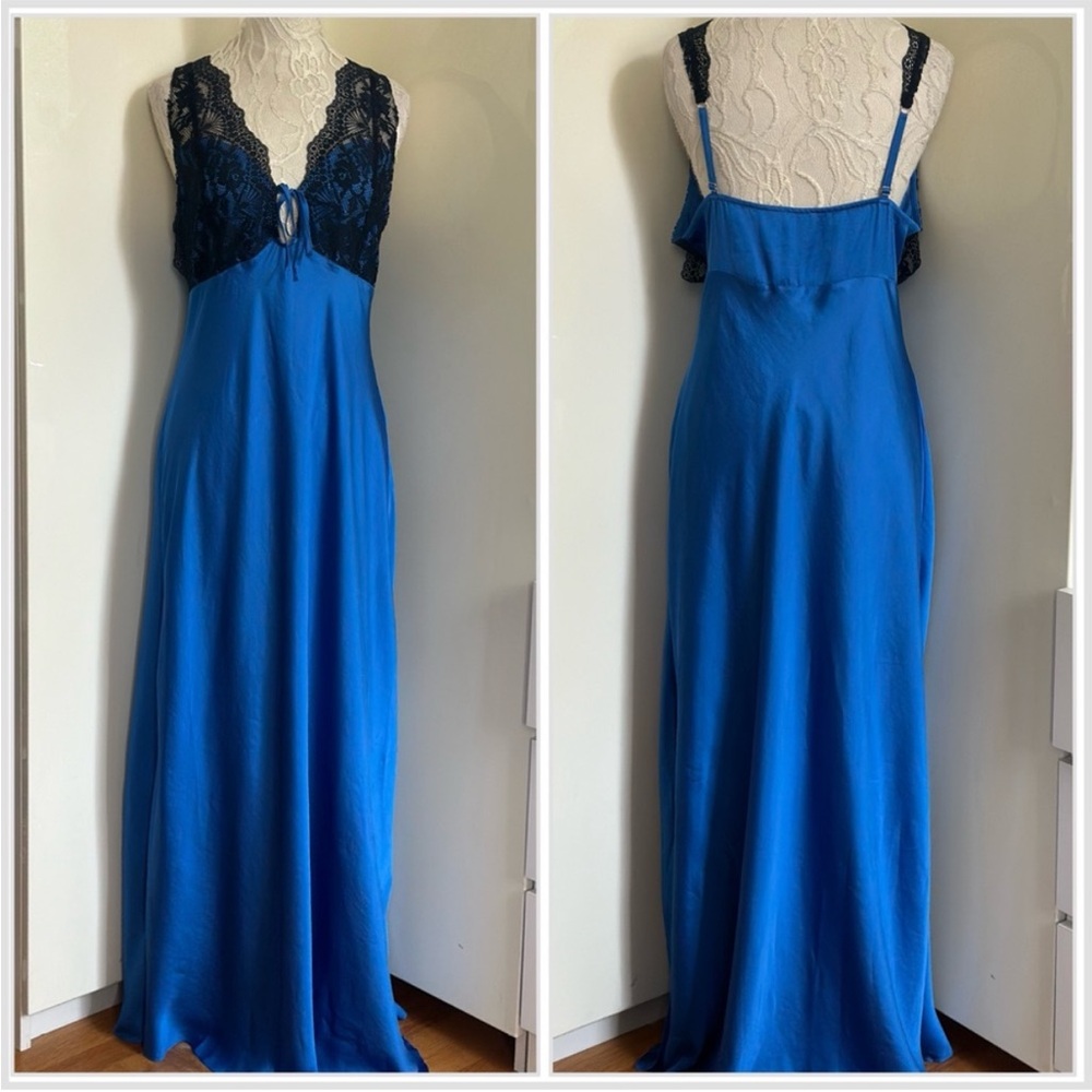 NWOT Free People Countryside Maxi Slip Dress in Campanula Combo sz M - Picture 2 of 10
